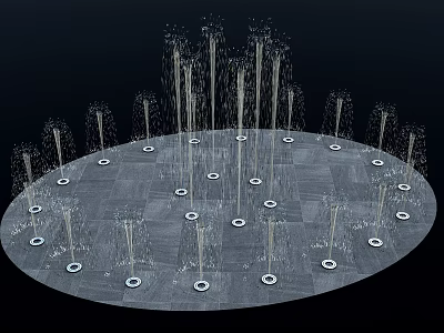 Decorative Garden Ornament Fountain with Circular Design Water Jets and Stone Base 3d model