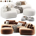 Modern Sectional Sofa With Plush Pillows Cozy Blanket And Ottoman Color Options
