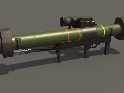 Green Tactical Rocket Launcher With Black Scope And Stable Mount Design 3d model