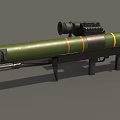 Green Tactical Rocket Launcher With Black Scope And Stable Mount Design 3d model