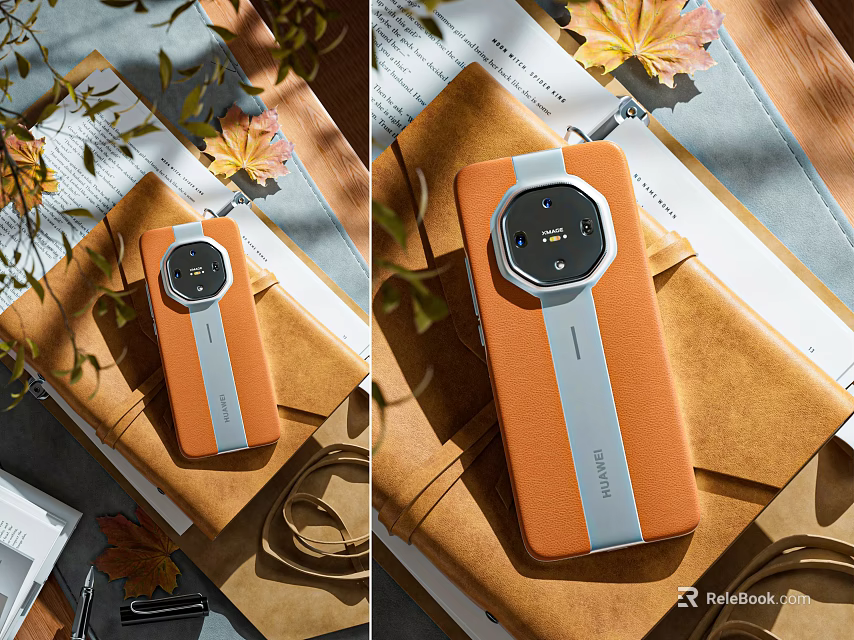 Orange Leather Smartphone with Silver Accents and Circular Camera Premium Design in Natural Light 3d model 