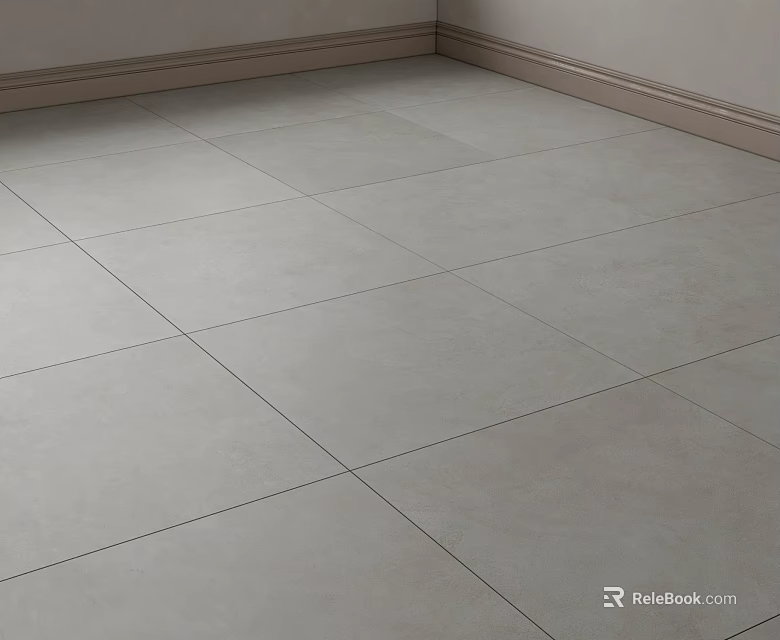 Light Gray Floor Tiles In Modern Interior With Smooth Surface And Clean Joints 3d model 