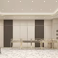 Jewelry Store Interior With Display Counters Marble Floors And Bag Shelves
