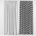 Gray and Black Pleated Fabric Curtains with Textured Design for Window Decoration