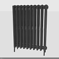 Black Cast Iron Vertical Radiator With Classic Design And Home Heating Function 3d model