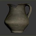 Sculptural Carving Of Ancient Handcrafted Clay Jug With Cracked Handle And Details