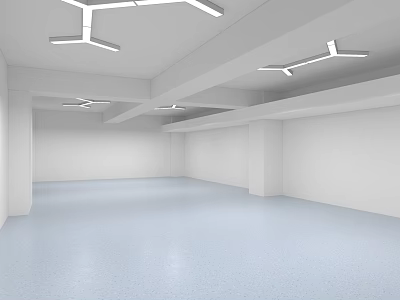 Clean Spacious Laboratory With Modern Ceiling Lights 3d model