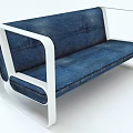 Modern Orange Blue Sofa and Teapoy Set With White Frame and Stylish Design