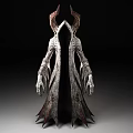 Mysterious Dark Fantasy Game Movie Character With Horned Headpiece And Tattered Robe