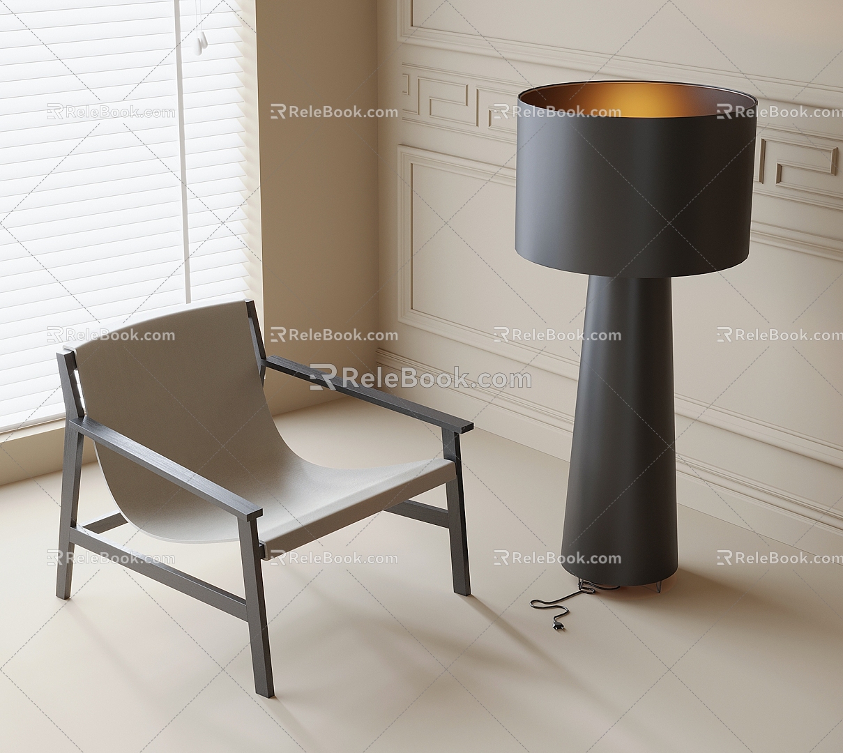 Modern Leisure Chair Floor Lamp Single Chair 3d model