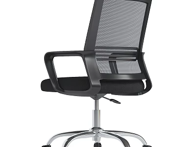 Black Mesh Back Office Chair With Adjustable Armrests Swivel Base And Wheels 3d model