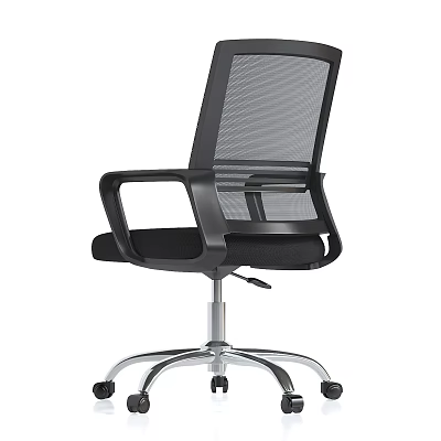 Black Mesh Back Office Chair With Adjustable Armrests Swivel Base And Wheels 3d model