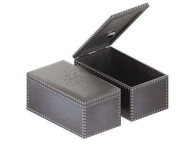 Black Storage Boxes With Stitched Edges And Embossed Design Open Lid 3d model