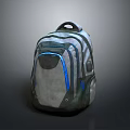 Gray And Blue Modern Backpack With Multiple Pockets And Zipper Details For Casual Everyday Use