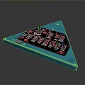 Triangular Electronic Control Device With Blue Frame And Black Panel Buttons Knob