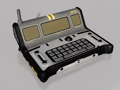 Portable Professional Smart Machine With Triple Displays Integrated Keyboard And Antenna 3d model