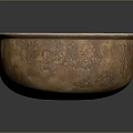 Household Brown Bowl Featuring Carved Patterns and White Rim for Daily Use