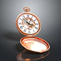 Elegant Open Copper Colored Pocket Watch With Roman Numeral Dial And Mechanical Design
