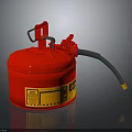 Red Safety Gas Cylinder Equipment With Valve Hose And Yellow Label