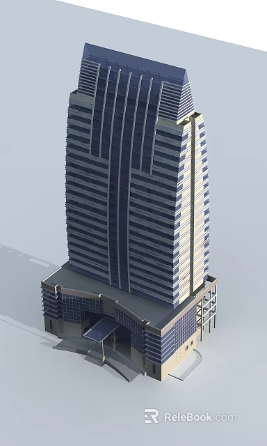 Modern High Rise Office Building With Glass Facade And Contemporary Exterior Design 3d model 