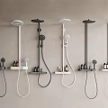 Modern Wall Mounted Shower Systems With Black And White Styles And Handheld Sprayers 3d model