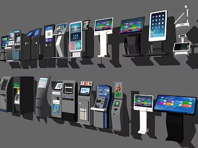 Bank Modern Self Service Terminals And Digital Devices For Customer Convenience 3d model