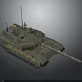 Military Tank With Long Gun Barrel Heavy Duty Tracks And Armored Turret