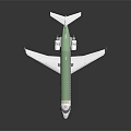Modern Green and White Airliner with Twin Engines Sleek Fuselage on Dark Reflective Surface