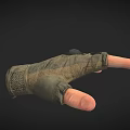 Tactical Military Style Gloves 3D Model With Khaki Black Color And Protective Padding