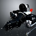 Mechanical Equipment 3D Model With Black Body Metallic Pipes Knobs And Red Component