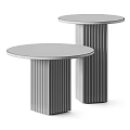 Round Marble Side Tables With Fluted Bases And Smooth Circular Tops 3d model