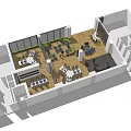 Modern Public Office Space Featuring Open Layout Multi Person Workstations And Glass Partitions