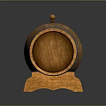 Elegant Decorative Wooden Barrel Ornament With Black Stripes Stand And Top Knob