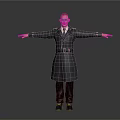 Male Character In Dark Trench Coat Standing With Arms Outstretched And Short Hair