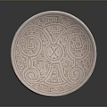 Intricate Hand Carved Circular Plate With Detailed Geometric Patterns And Artistic Design