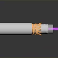 White Protective Tubing With Orange Braided Sleeve And Purple Inner Cables