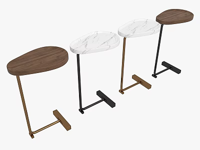 Modern Side Tables With Wooden Marble Tops And Black Gold Metal Frame Designs 3d model