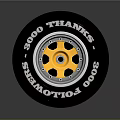 Car Black Tire With Yellow Wheel Rim Featuring 5000 THANKS And SHELBY FOLIO