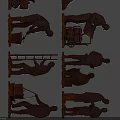 Multiple Worker Metal Decorative Sculptures With Various Work Poses For Decoration