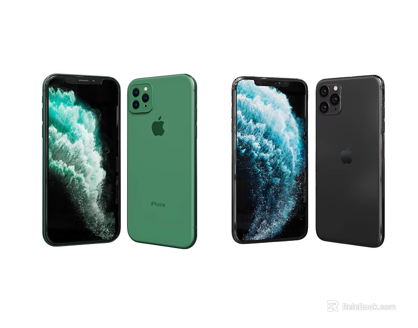 iPhone Smartphones Featuring Green Black Colors Display And Camera Design 3d model 