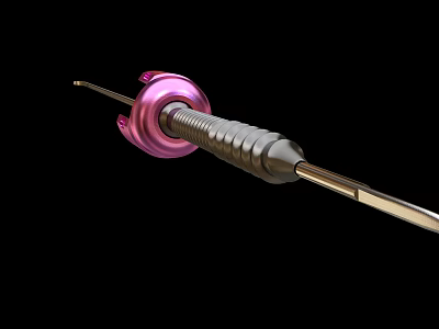 Precision Medical Instrument With Pink Component And Threaded Metal Shaft 3d model