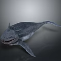 3D Rendered Aquatic Monster With Sharp Teeth Gray Skin And Fins On Dark Background