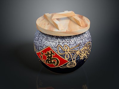 New Chinese Style Wine Jar Pot Clay Pottery model