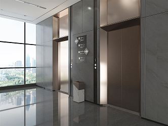 Modern elevator hall elevator door elevator aisle 3d model