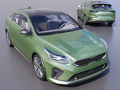 Green Hatchback Car Featuring Modern Exterior Design Sleek Body Lines And Alloy Wheels 3d model
