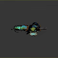 Fantasy Mythical Weapon Design With Blue Orange Glowing Elements And Broken Black Fragments