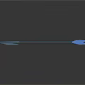 Blue Arrow Weapon With Metallic Shaft Sharp Arrowhead And Reflection On Black Background