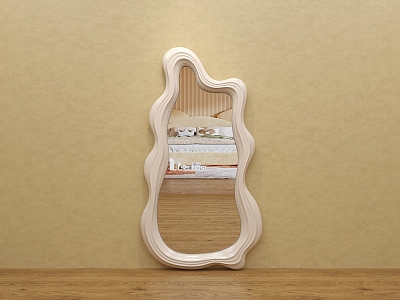 Cream style decorative mirror floor mirror full-length mirror shaped creative art mirror 3d model