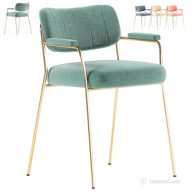 Modern Teal Velvet Accent Chair With Gold Metal Legs And Comfortable Armrests 3d model 