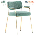 Modern Teal Velvet Accent Chair With Gold Metal Legs And Comfortable Armrests